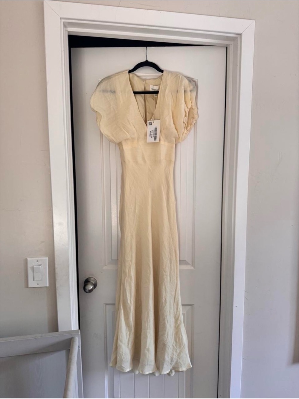 Selfie Leslie Cream Maxi Dress with Puff Sleeves